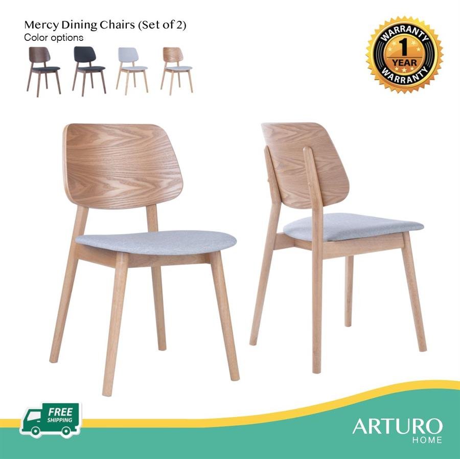 Arturo - Mercy Dining Chair/ Solid Wood Chairs/ Fabric Chairs (set of 2 units) FREE Shipping to West Malaysia