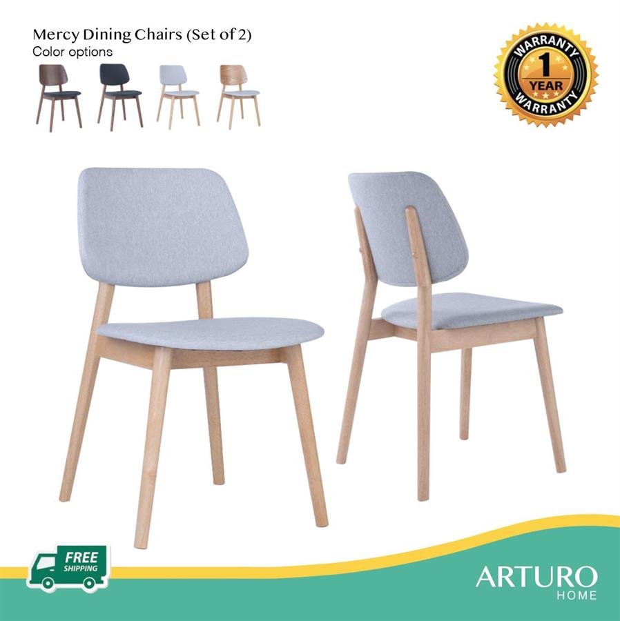 Arturo - Mercy Dining Chair/ Solid Wood Chairs/ Fabric Chairs (set of 2 units) FREE Shipping to West Malaysia
