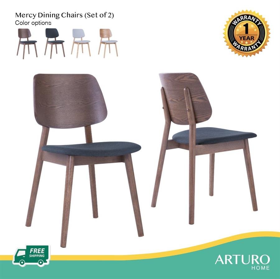 Arturo - Mercy Dining Chair/ Solid Wood Chairs/ Fabric Chairs (set of 2 units) FREE Shipping to West Malaysia