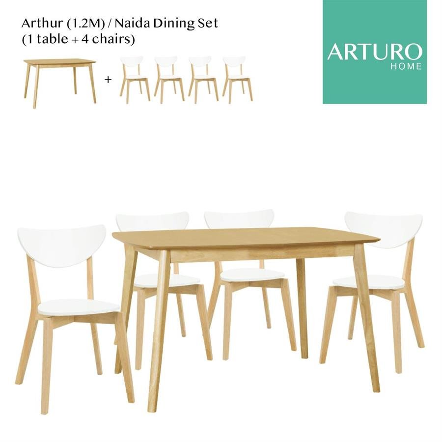Arturo Arthur/ Naida Dining Set (1 table(1.2m) + 4 chairs)