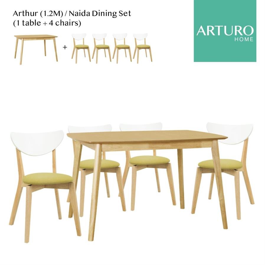 Arturo Arthur/ Naida Dining Set (1 table(1.2m) + 4 chairs)