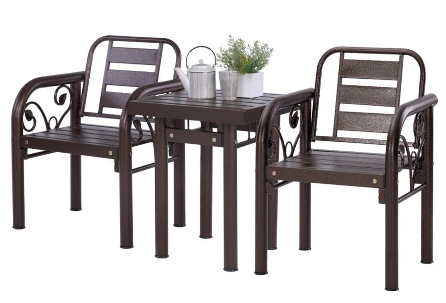 Arturo - Hamida Outdoor Metal Side Table + 2 Chairs Set/ Power Coated Metal/ Cafe Set/ Outdoor Set (FREE Shipping to West Malaysia)