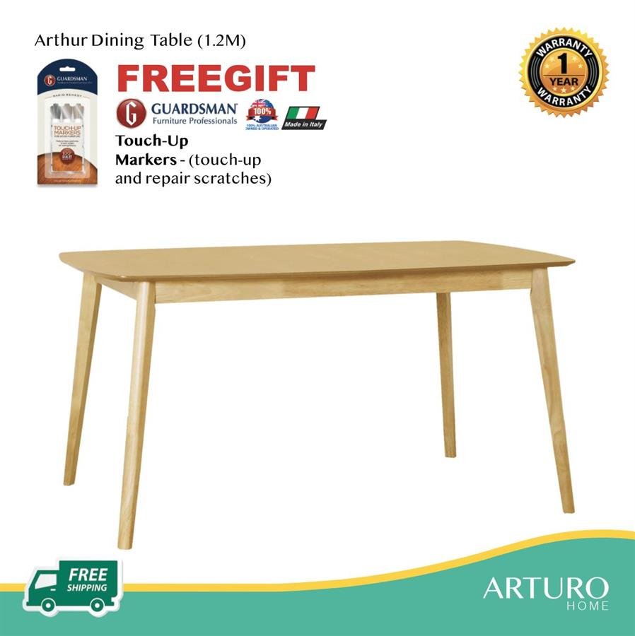 Arturo - Arthur Dining Table (1.5m) / Solid Wood Table/ Rectangle Table (FREE Shipping to West Malaysia)