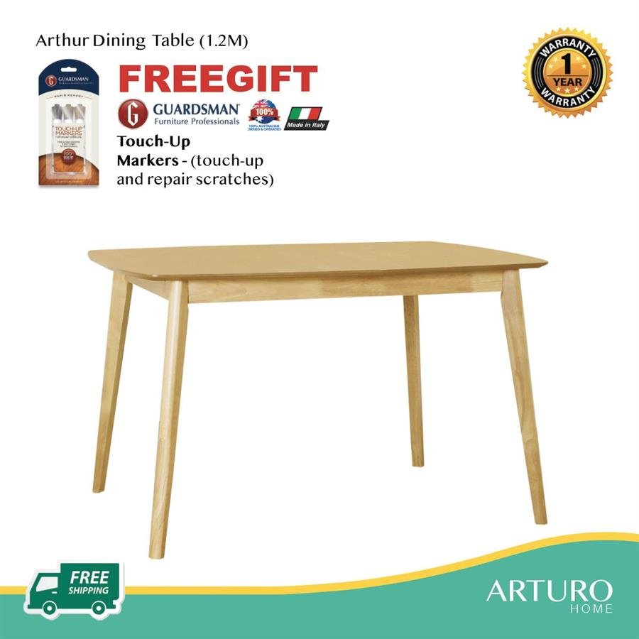 Arturo - Arthur Dining Table (1.2M) / Solid Wood Table/ Rectangle Table (FREE Shipping to West Malaysia)