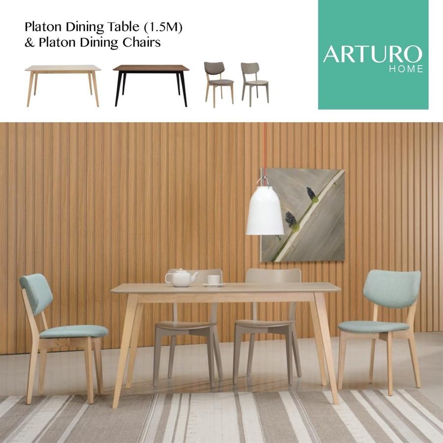 Arturo - Platon Dining Table (1.5M)/ Rectangle Dining Table/ Wooden Dining Table (FREE Shipping to West Malaysia)