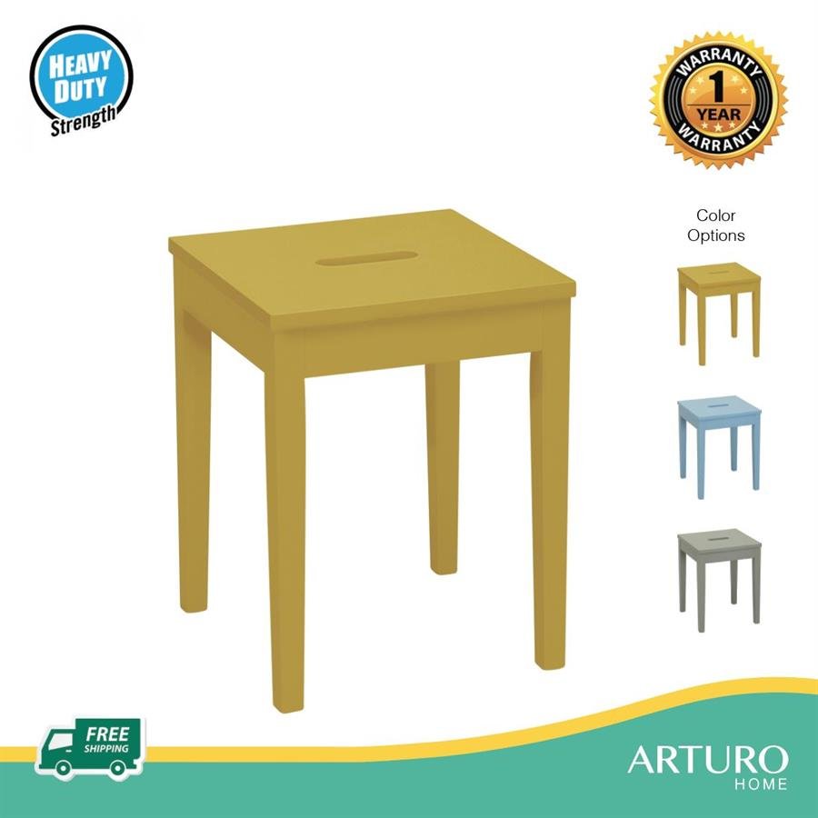 Arturo - Dama Stool/ Solid Wood Stool/ Square Stool/ Grey Stool/ Yellow Stool/ Blue Stool (FREE Shipping to West Malaysia)