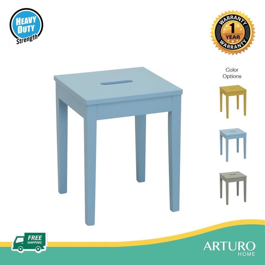Arturo - Dama Stool/ Solid Wood Stool/ Square Stool/ Grey Stool/ Yellow Stool/ Blue Stool (FREE Shipping to West Malaysia)