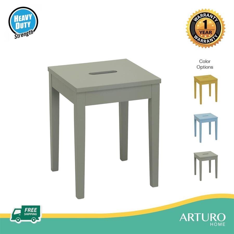 Arturo - Dama Stool/ Solid Wood Stool/ Square Stool/ Grey Stool/ Yellow Stool/ Blue Stool (FREE Shipping to West Malaysia)