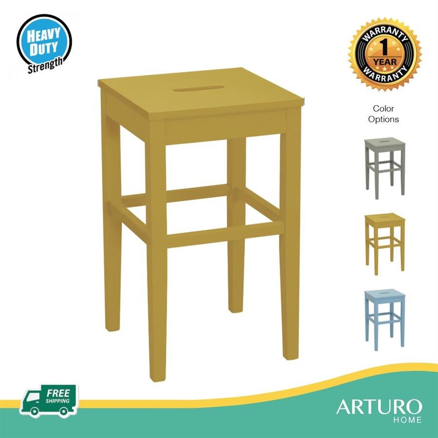 Arturo - Dama Counter Stool/ Solid Wood Stool/ Square Stool/ Counter Height Stool/ Grey Stool/ Yellow Stool/ Blue Stool (FREE Shipping to West Malaysia)