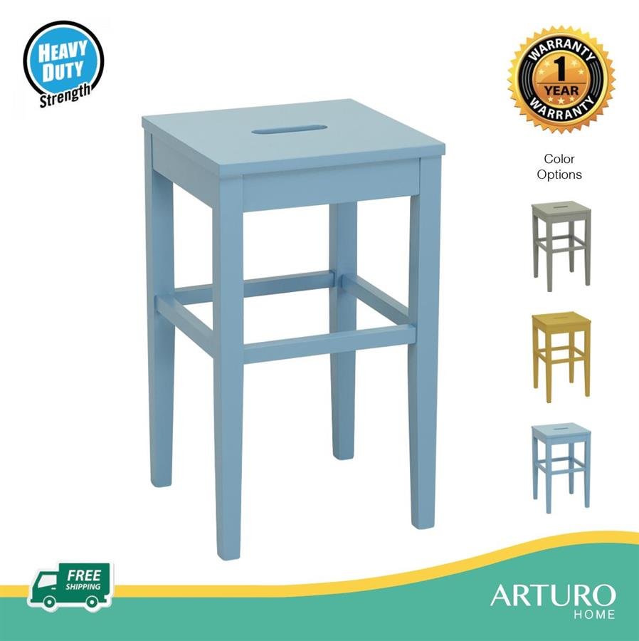 Arturo - Dama Counter Stool/ Solid Wood Stool/ Square Stool/ Counter Height Stool/ Grey Stool/ Yellow Stool/ Blue Stool (FREE Shipping to West Malaysia)