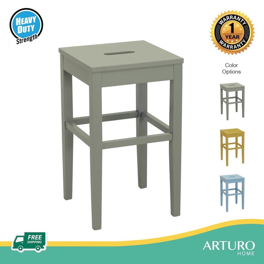 Arturo - Dama Counter Stool/ Solid Wood Stool/ Square Stool/ Counter Height Stool/ Grey Stool/ Yellow Stool/ Blue Stool (FREE Shipping to West Malaysia)