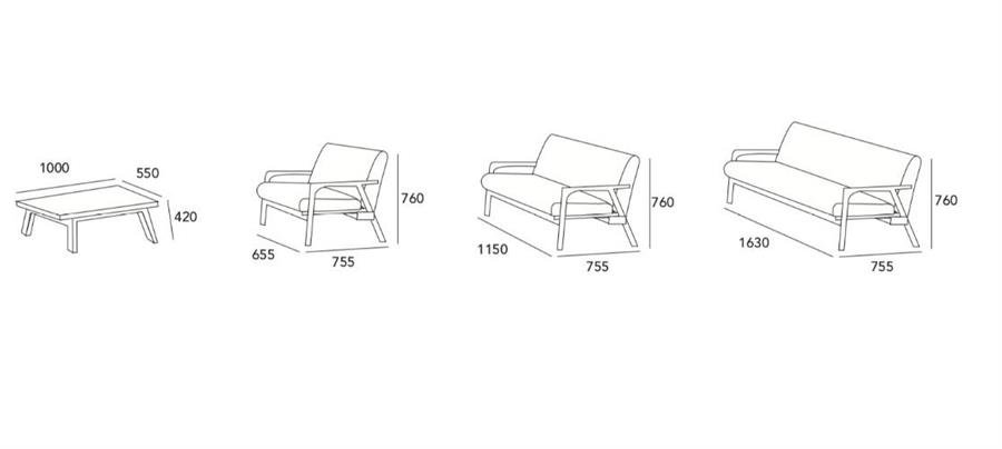 Arturo Tome Sofa Set (1+2+3 Seaters) + Coffee Table