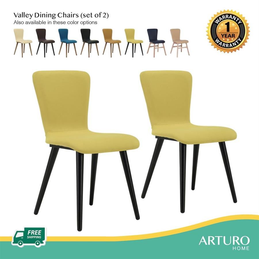 Arturo - Valley Dining Chairs (Set of 2)/ Fabric Chairs/ PVC Chairs/ Solid Wood Chairs (FREE Shipping to West Malaysia)