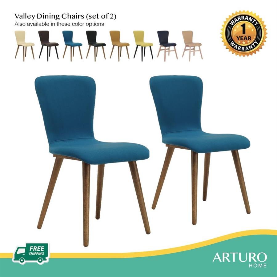 Arturo - Valley Dining Chairs (Set of 2)/ Fabric Chairs/ PVC Chairs/ Solid Wood Chairs (FREE Shipping to West Malaysia)