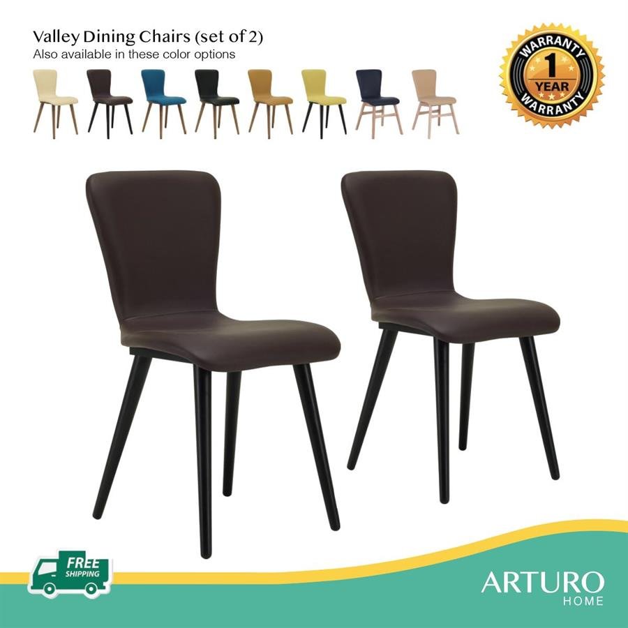 Arturo - Valley Dining Chairs (Set of 2)/ Fabric Chairs/ PVC Chairs/ Solid Wood Chairs (FREE Shipping to West Malaysia)