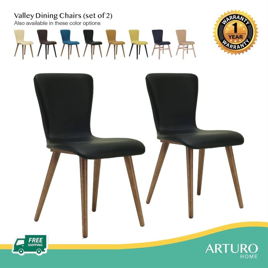 Arturo - Valley Dining Chairs (Set of 2)/ Fabric Chairs/ PVC Chairs/ Solid Wood Chairs (FREE Shipping to West Malaysia)