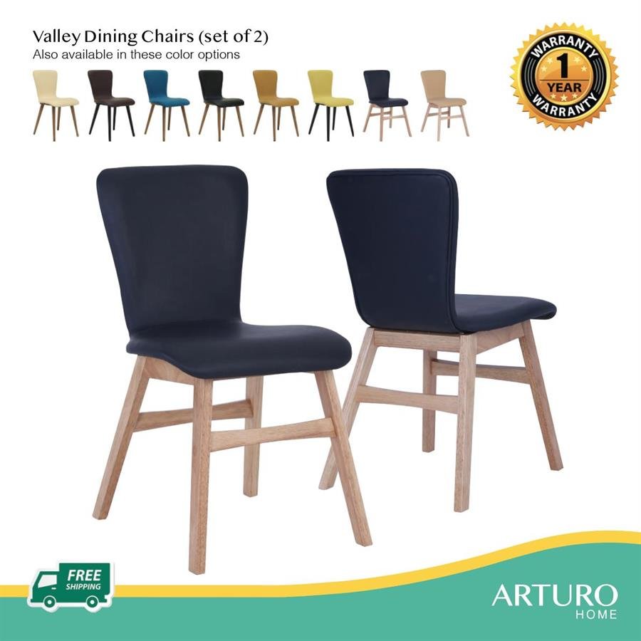 Arturo - Valley Dining Chairs (Set of 2)/ Fabric Chairs/ PVC Chairs/ Solid Wood Chairs (FREE Shipping to West Malaysia)