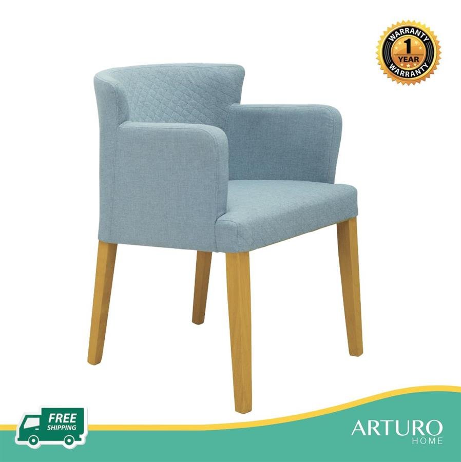 Arturo - Rhoda Dining Chair with Arm Rest/ Arm Chair/ Fabric Chair/ Solid Wood Chair/ Blue Chair/ Black Chair/ Brown Chair (FREE Shipping to West Malaysia)