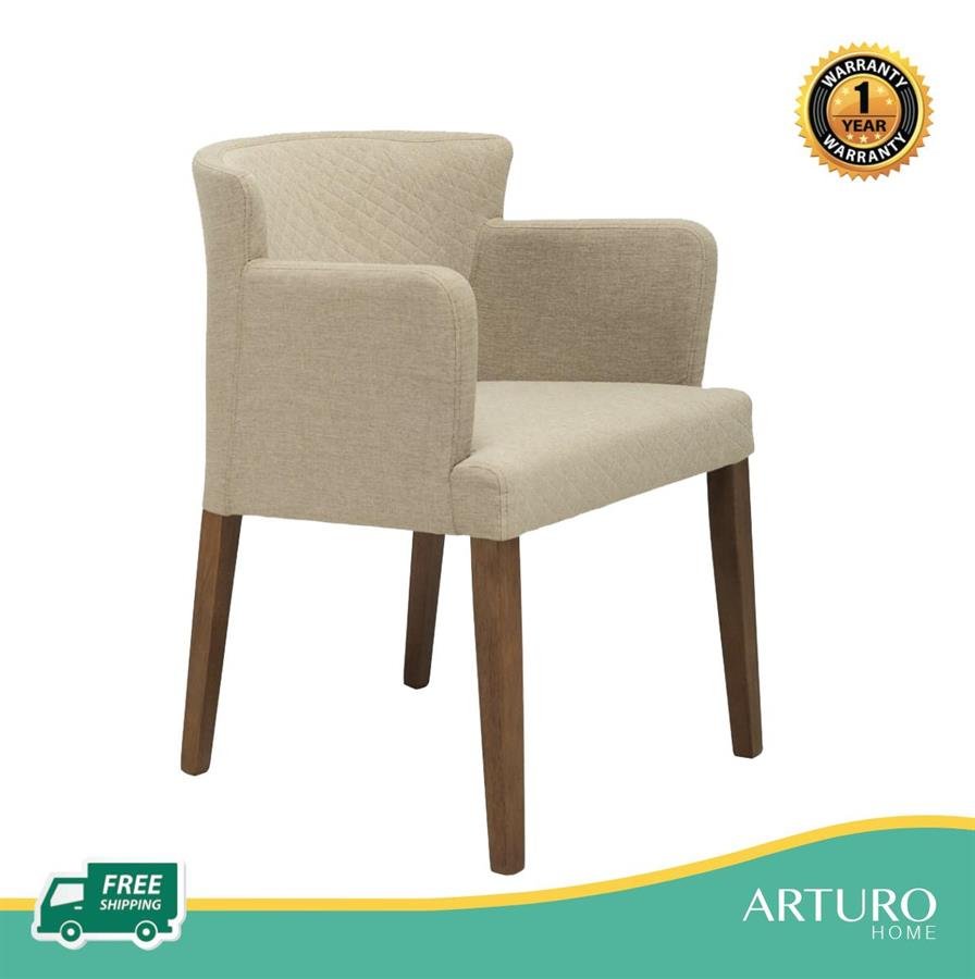 Arturo - Rhoda Dining Chair with Arm Rest/ Arm Chair/ Fabric Chair/ Solid Wood Chair/ Blue Chair/ Black Chair/ Brown Chair (FREE Shipping to West Malaysia)