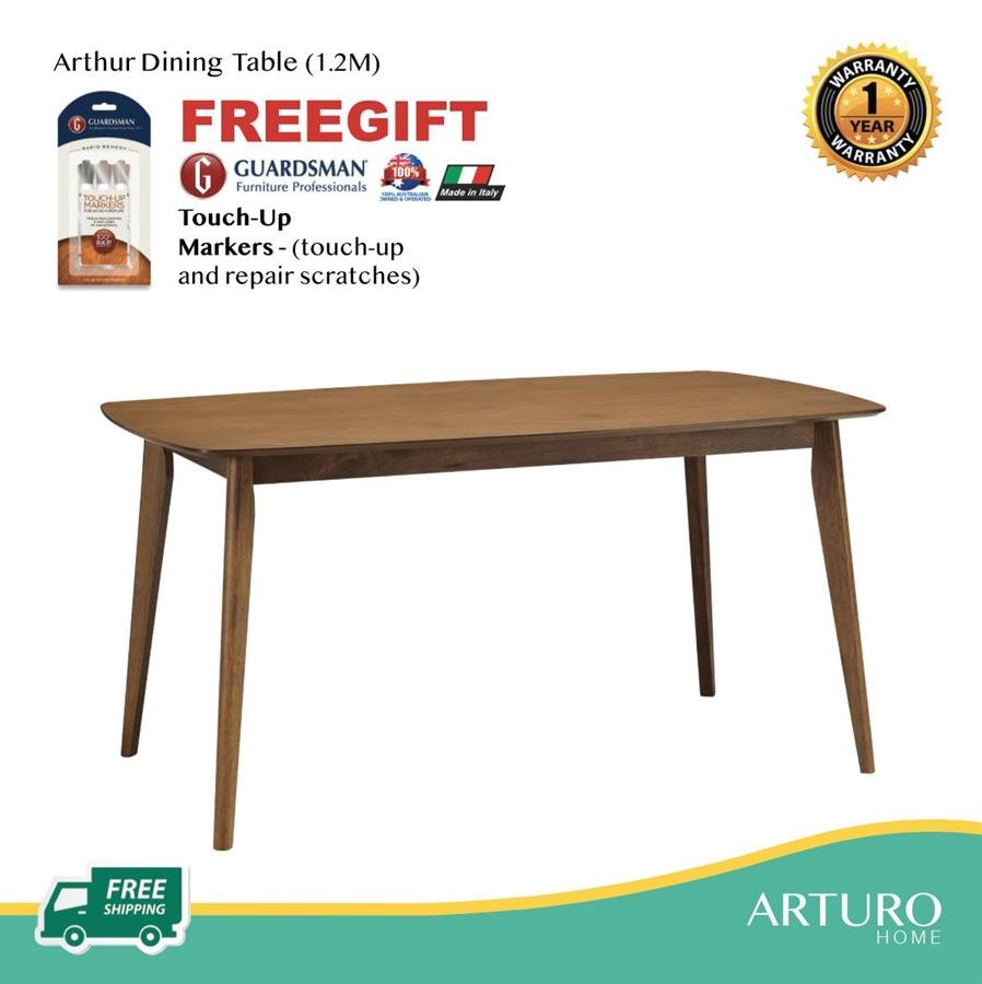 Arturo - Arthur Dining Table (1.5m) / Solid Wood Table/ Rectangle Table (FREE Shipping to West Malaysia)