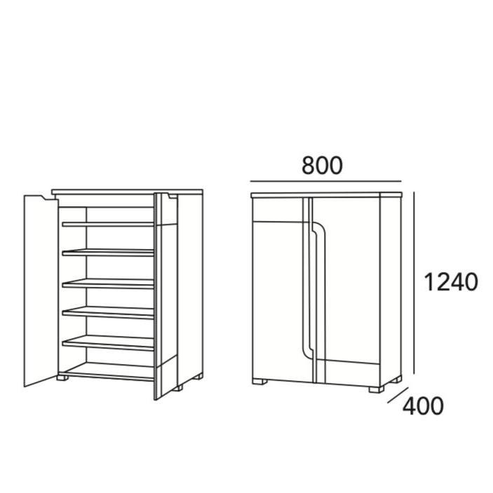 Arturo Arturo Draper 2 Door Shoe Cabinet (White/Black)(Big)