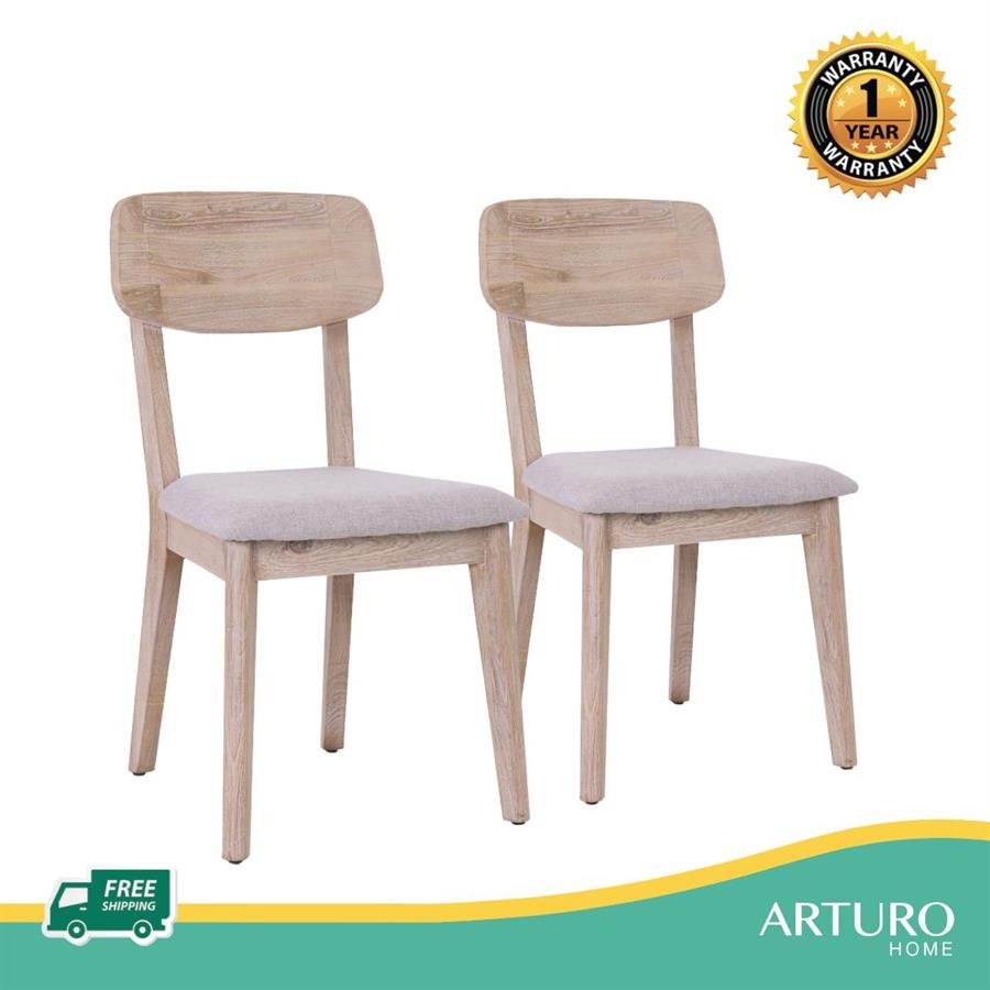 Arturo - Gabbie Dining Chair (Set of 2) Solid Wood Chair/ Fabric Chair (FREE Shipping to West Malaysia)