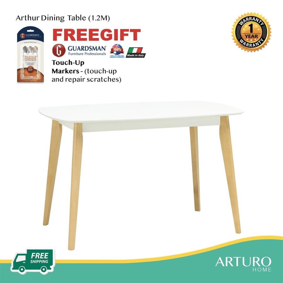 Arturo - Arthur Dining Table (1.2M) / Solid Wood Table/ Rectangle Table (FREE Shipping to West Malaysia)