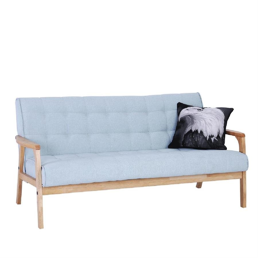 Arturo - Tucson 1 + 2 + 3 Seater Sofa Set / Solid Wood/ Black Synthetic Leather/ Blue Fabric Sofa/ Brown Fabric Sofa (Free Shipping to West Malaysia)