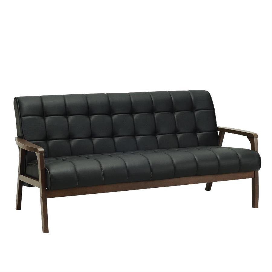 Arturo - Tucson 1 + 2 + 3 Seater Sofa Set / Solid Wood/ Black Synthetic Leather/ Blue Fabric Sofa/ Brown Fabric Sofa (Free Shipping to West Malaysia)
