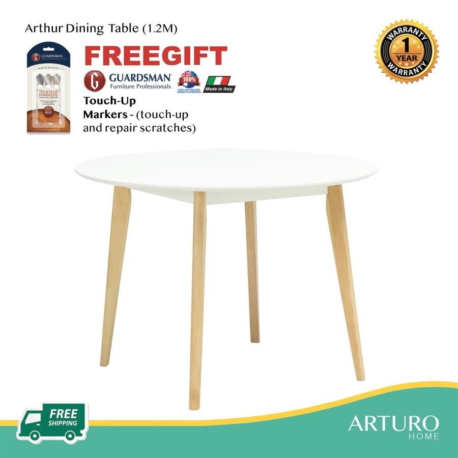 Arturo - Arthur Round Dining Table (1.05M)/ Solid Wood Table/ Round Table (FREE Shipping to West Malaysia)