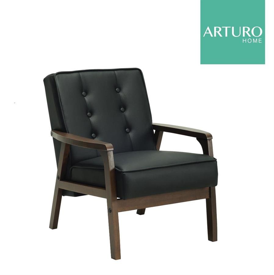 Arturo Taylor Sofa 1 seater sofa/ Arm Chair/ Black Sofa/ Solid Wood/ Synthetic Leather Sofa