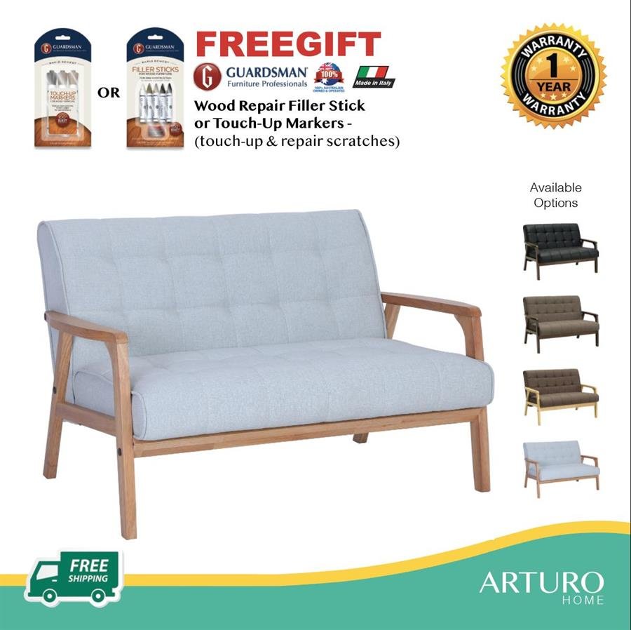 Arturo Tucson 2 Seater Sofa Love Seat Solid Wood Black