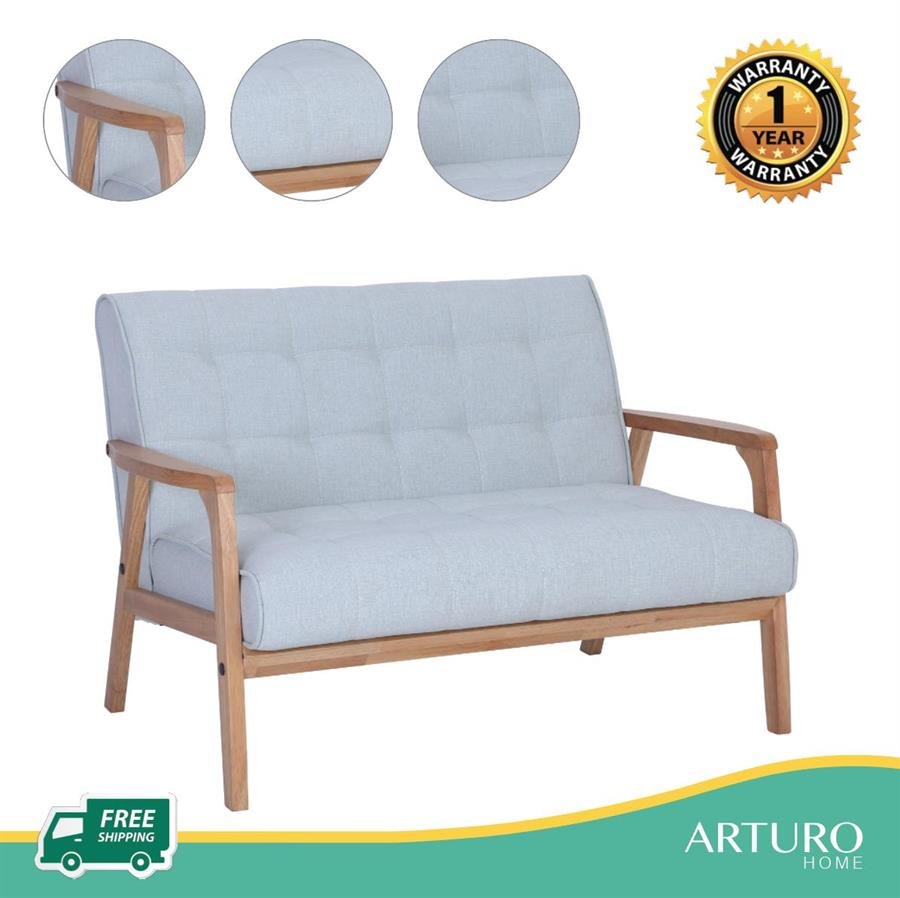 Arturo - Tucson 2 Seater Sofa/ Love Seat/ Solid Wood/ Black Synthetic Leather/ Blue Fabric Sofa/ Brown Fabric Sofa (Free Shipping to West Malaysia)