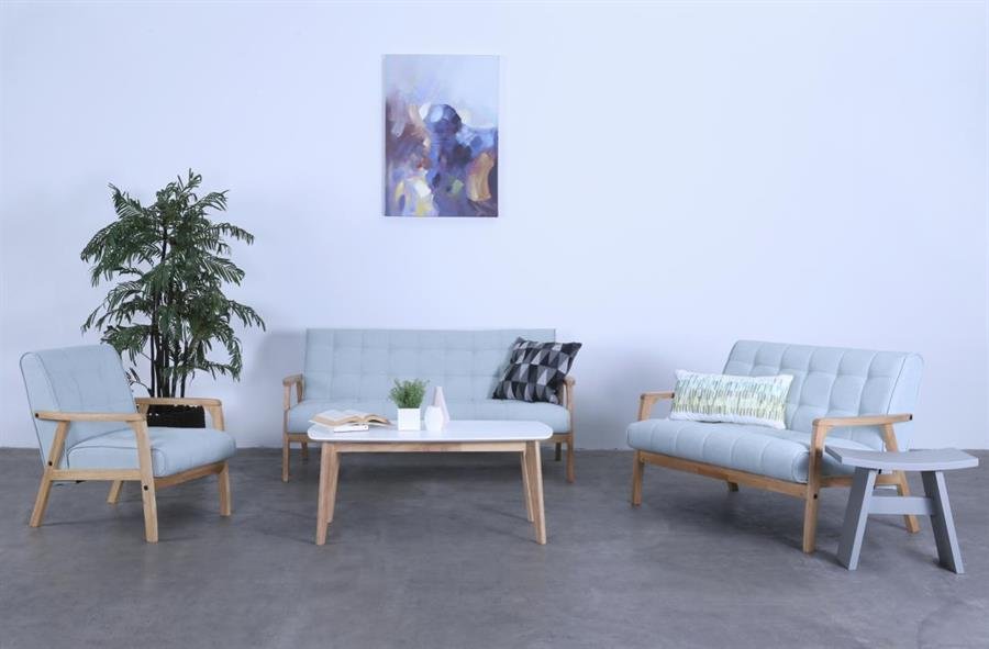 Arturo - Tucson 2 Seater Sofa/ Love Seat/ Solid Wood/ Black Synthetic Leather/ Blue Fabric Sofa/ Brown Fabric Sofa (Free Shipping to West Malaysia)