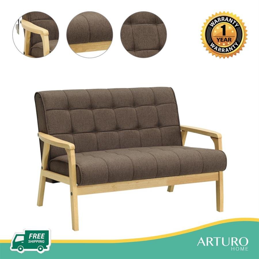 Arturo - Tucson 2 Seater Sofa/ Love Seat/ Solid Wood/ Black Synthetic Leather/ Blue Fabric Sofa/ Brown Fabric Sofa (Free Shipping to West Malaysia)