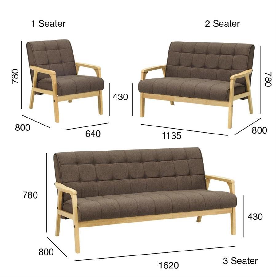 Arturo - Tucson 2 Seater Sofa/ Love Seat/ Solid Wood/ Black Synthetic Leather/ Blue Fabric Sofa/ Brown Fabric Sofa (Free Shipping to West Malaysia)