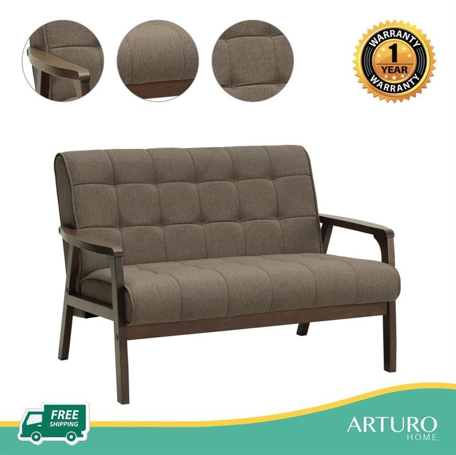 Arturo - Tucson 2 Seater Sofa/ Love Seat/ Solid Wood/ Black Synthetic Leather/ Blue Fabric Sofa/ Brown Fabric Sofa (Free Shipping to West Malaysia)