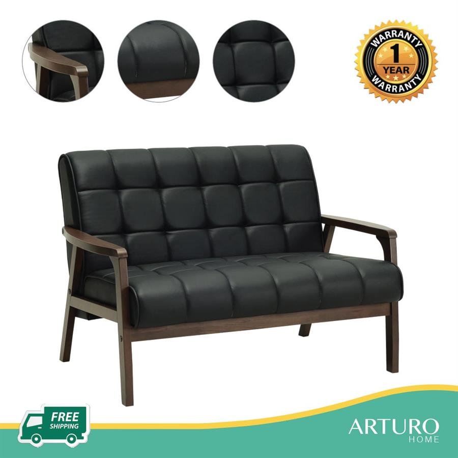Arturo - Tucson 2 Seater Sofa/ Love Seat/ Solid Wood/ Black Synthetic Leather/ Blue Fabric Sofa/ Brown Fabric Sofa (Free Shipping to West Malaysia)