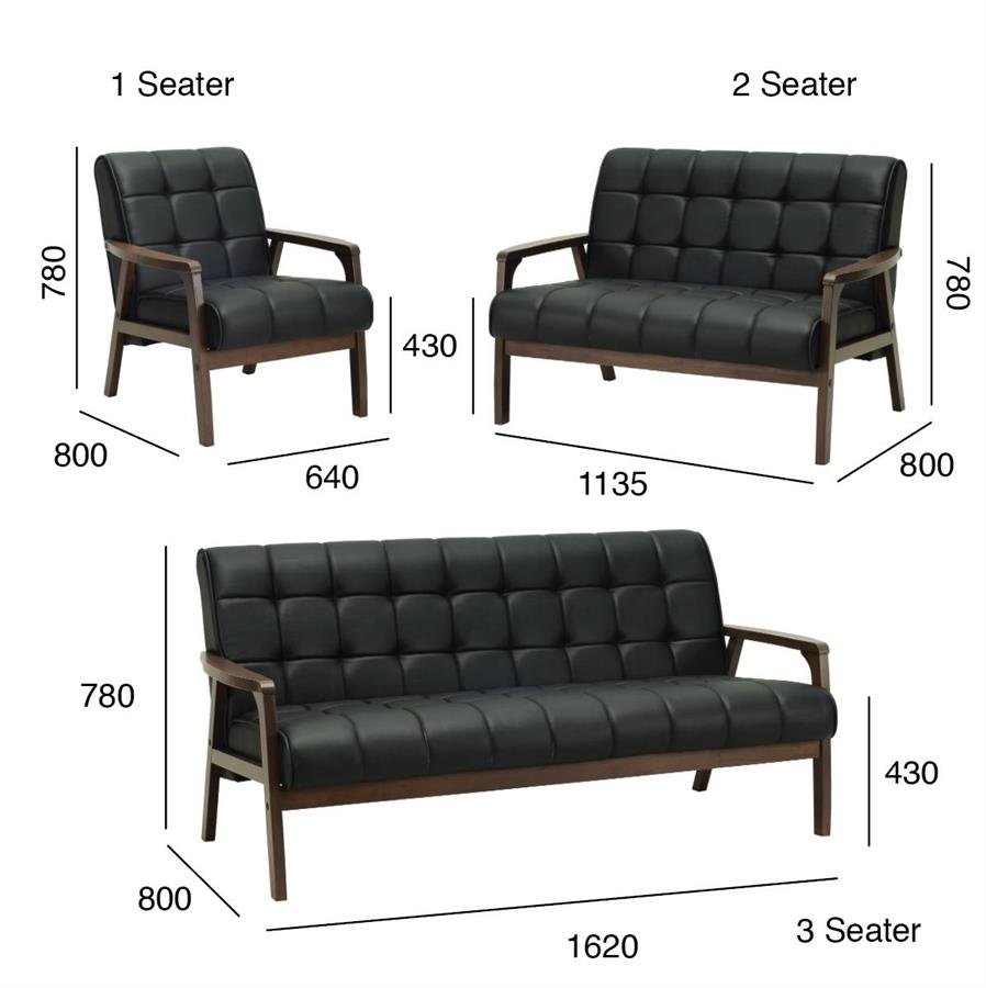 Arturo - Tucson 2 Seater Sofa/ Love Seat/ Solid Wood/ Black Synthetic Leather/ Blue Fabric Sofa/ Brown Fabric Sofa (Free Shipping to West Malaysia)