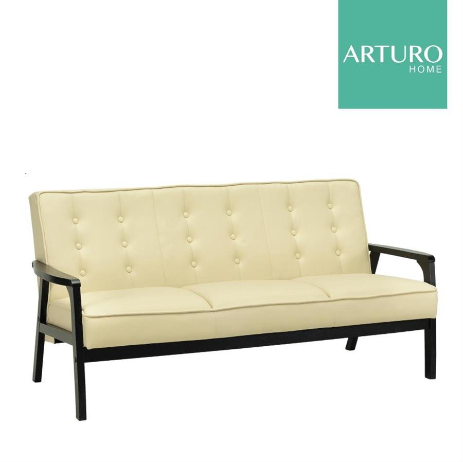 Arturo - Taylor 3 Seater Sofa/ Beige Sofa/ Solid Wood/ Synthetic Leather