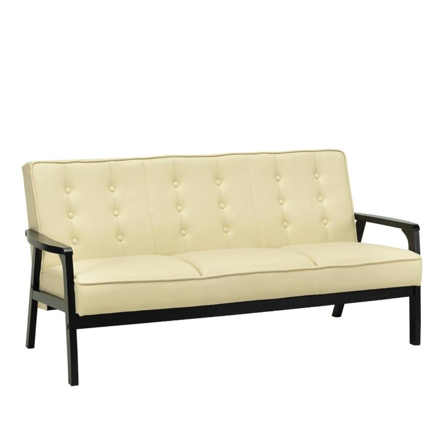 Arturo - Taylor 3 Seater Sofa/ Beige Sofa/ Solid Wood/ Synthetic Leather