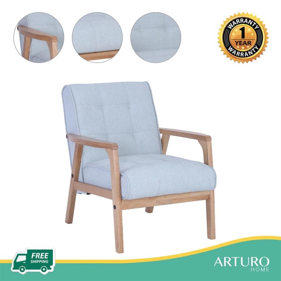 Arturo - Tucson 1 Seater Sofa/ Arm Chair/ Solid Wood/ Black Synthetic Leather/ Blue Fabric Sofa/ Brown Fabric Sofa (Free Shipping to West Malaysia)