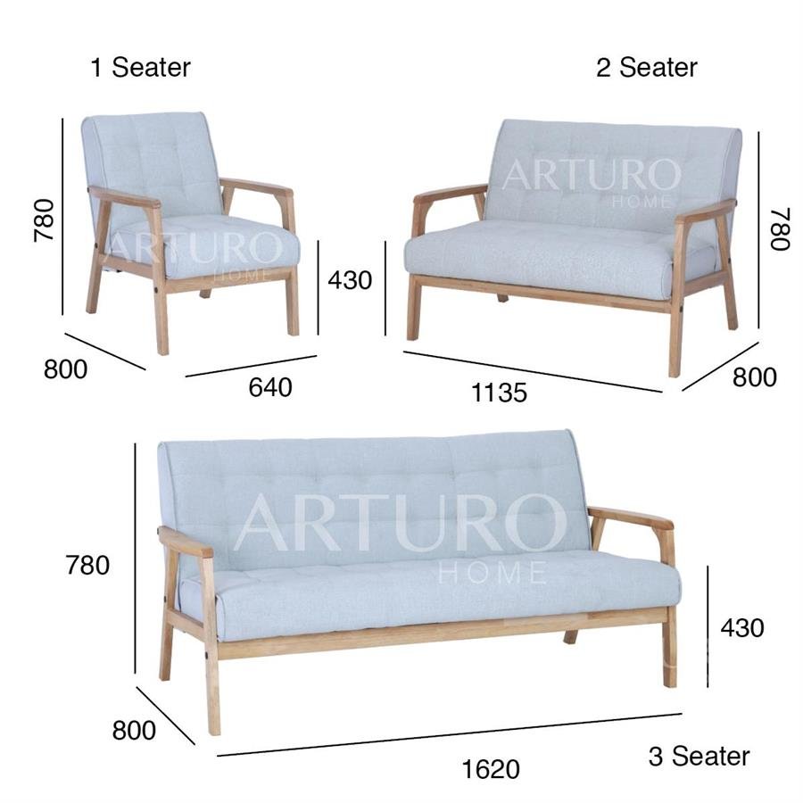 Arturo - Tucson 1 Seater Sofa/ Arm Chair/ Solid Wood/ Black Synthetic Leather/ Blue Fabric Sofa/ Brown Fabric Sofa (Free Shipping to West Malaysia)