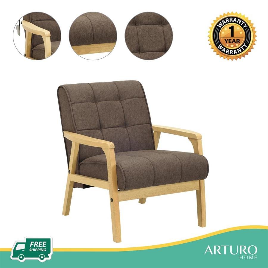 Arturo - Tucson 1 Seater Sofa/ Arm Chair/ Solid Wood/ Black Synthetic Leather/ Blue Fabric Sofa/ Brown Fabric Sofa (Free Shipping to West Malaysia)