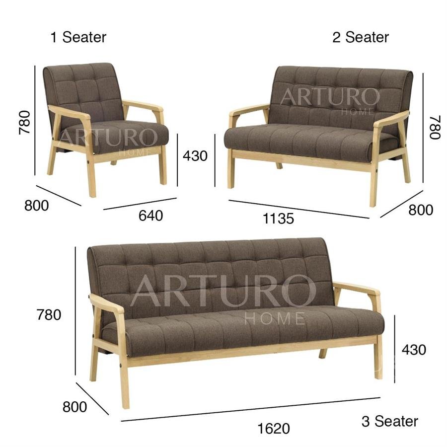Arturo - Tucson 1 Seater Sofa/ Arm Chair/ Solid Wood/ Black Synthetic Leather/ Blue Fabric Sofa/ Brown Fabric Sofa (Free Shipping to West Malaysia)