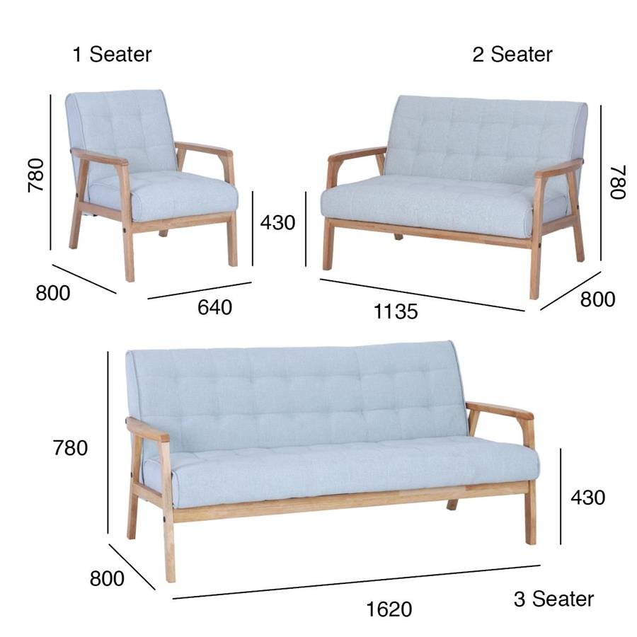 Arturo - Tucson 3 Seater Sofa/ Solid Wood/ Black Synthetic Leather/ Blue Fabric Sofa/ Brown Fabric Sofa (Free Shipping to West Malaysia)