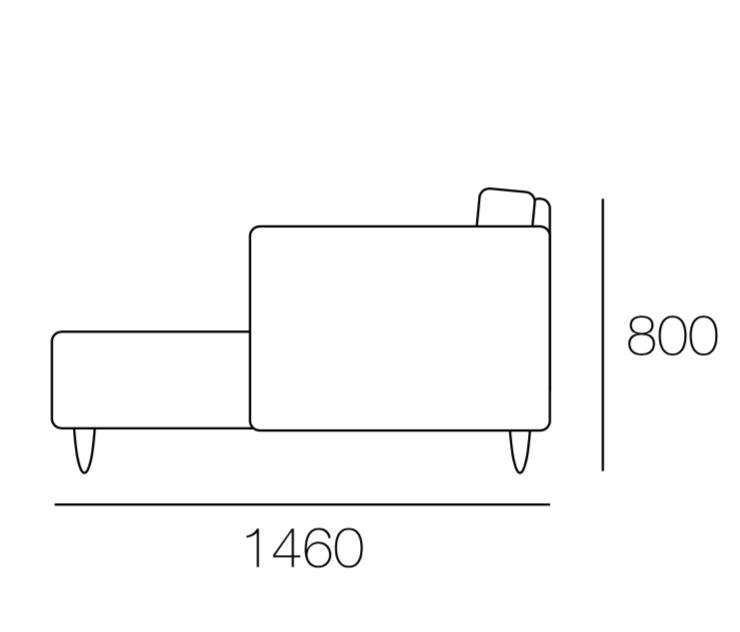 Arturo Luna L-Shaped Sofa (Chaise on left, base on seating position)