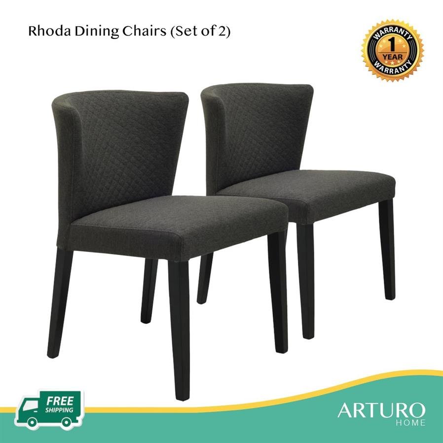 Arturo - Rhoda Dining Chairs (Set of 2) Side Chair/ Fabric Chair/ Solid Wood Chair/ Blue Chair/ Black Chair/ Brown Chair (FREE Shipping to West Malaysia)