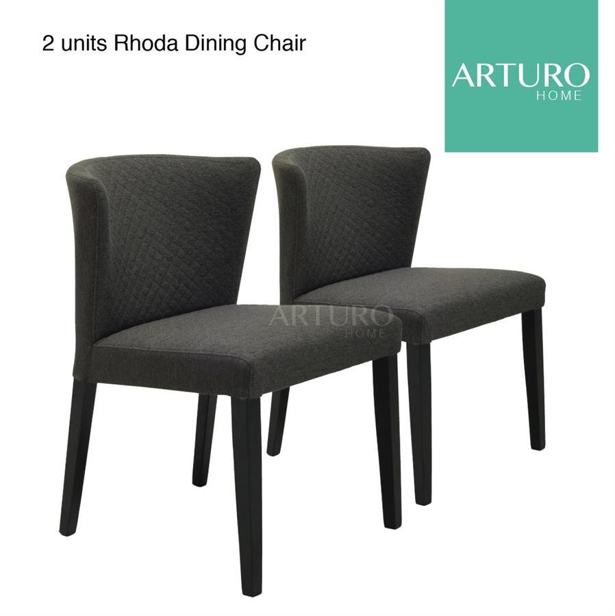 Arturo - Rhoda Dining Chairs (Set of 2) Side Chair/ Fabric Chair/ Solid Wood Chair/ Blue Chair/ Black Chair/ Brown Chair (FREE Shipping to West Malaysia)