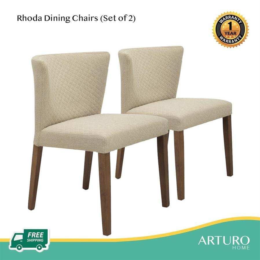 Arturo - Rhoda Dining Chairs (Set of 2) Side Chair/ Fabric Chair/ Solid Wood Chair/ Blue Chair/ Black Chair/ Brown Chair (FREE Shipping to West Malaysia)